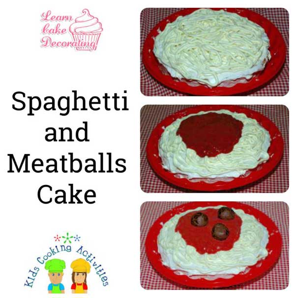 spaghetti and meatball party cake
