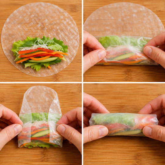 rice paper spring roll making steps