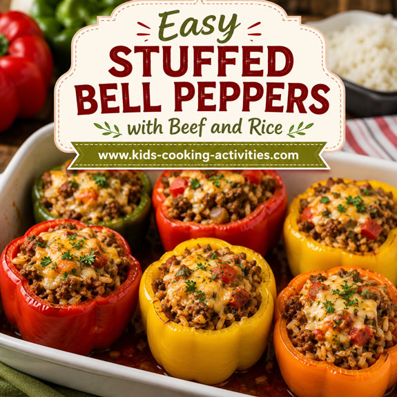 Easy stuffed bell peppers with beef and rice