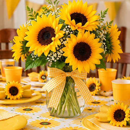Bright sunflowers for a sunshine theme party