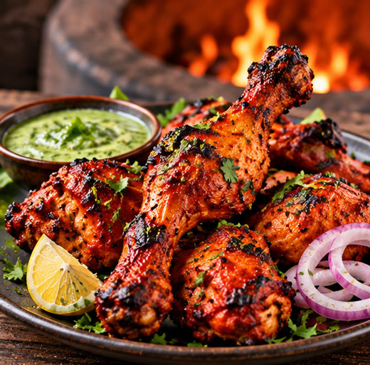 Tandoori-style chicken with yogurt and spices