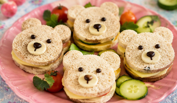 Bear-shaped tea sandwiches for kids