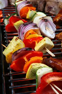grilled vegetables on skewer