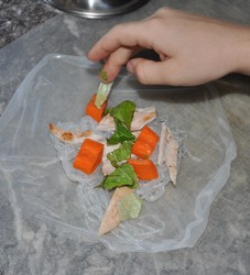 making vegetable rolls