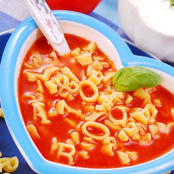 alphabet tomato soup