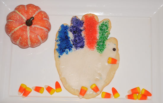 turkey cookies made out of handprint for kids Thanksgiving recipes
