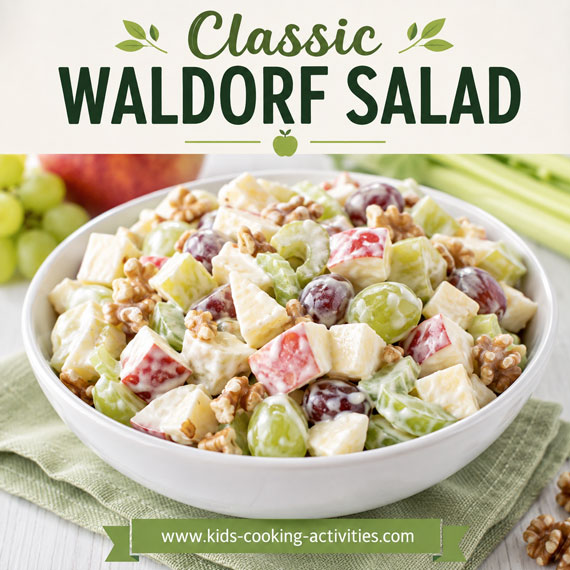 Classic Waldorf salad with apples grapes celery and walnuts