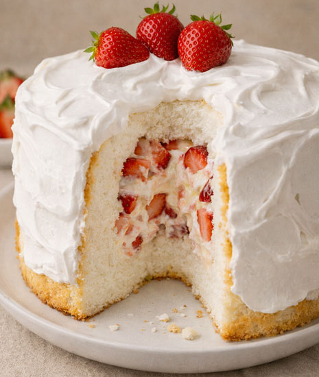 strawberries with cake