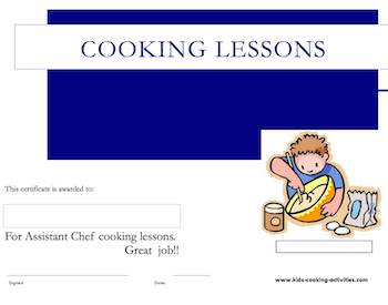 cooking certificates for kids