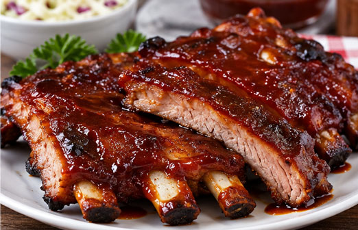 Oven-baked barbecue ribs for an American cooking lesson