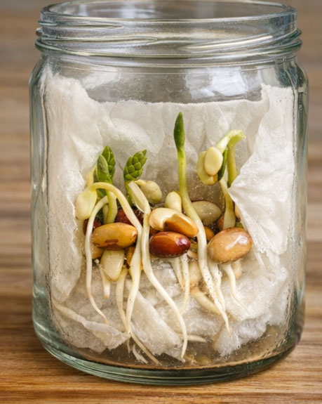 Bean plant beginning to sprout
