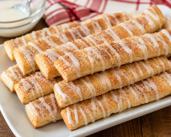 Homemade cinnamon roll biscuit sticks