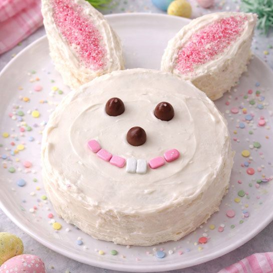 Make a bunny cake out of 2 round cake pans kca-chgt