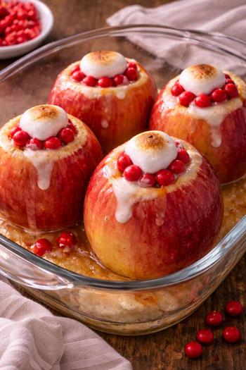 baked candy apple surprise with marshmallows