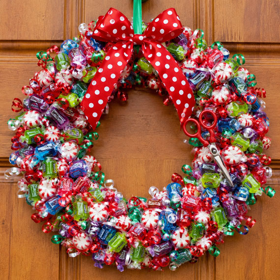 Christmas candy wreath edible craft