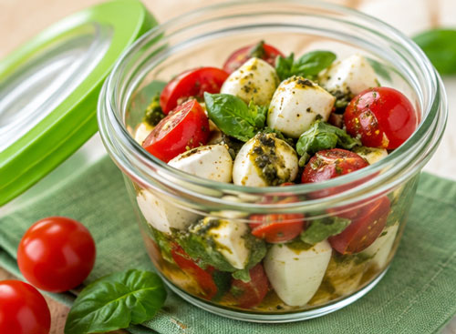 Quick Caprese with tomatoes basil and cheese