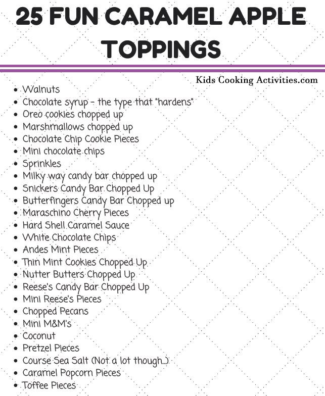 caramel apple recipe and topping list