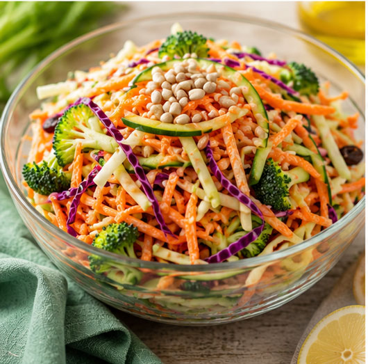 Garden vegetable carrot salad with cabbage and zucchini
