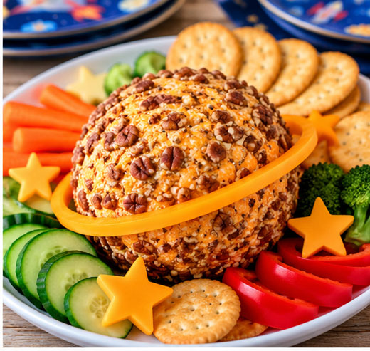 Cheese ball planet for a kids space dinner party