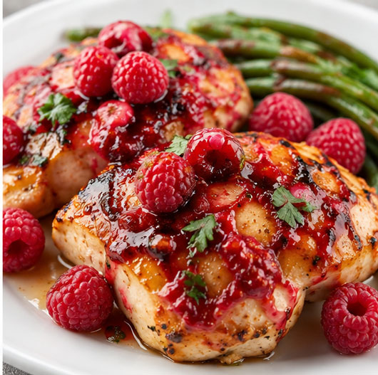 Grilled raspberry chicken with homemade raspberry sauce