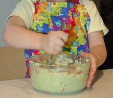 practice stirring in bowl