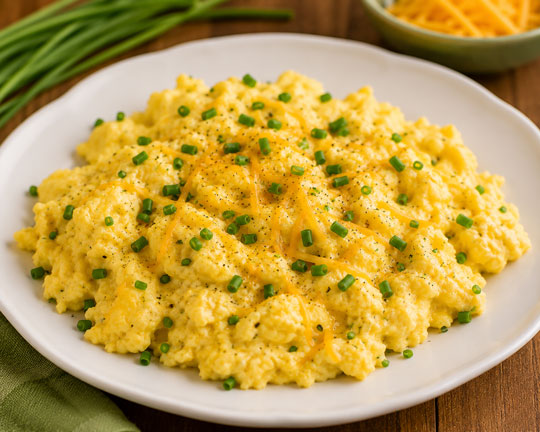 Scrambled eggs with fresh chives