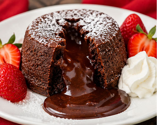 Chocolate lava cake with a molten chocolate center