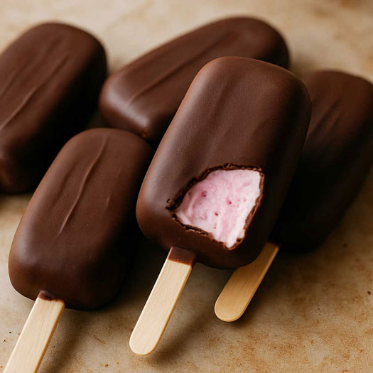 Chocolate strawberry popsicles