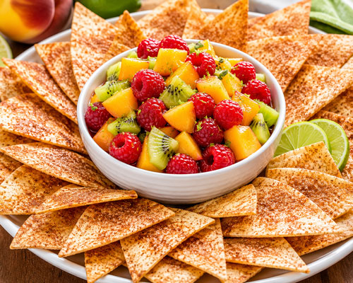 Fruit salsa and cinnamon chips