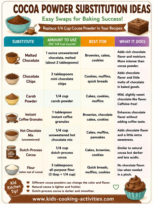 Cocoa powder substitution chart