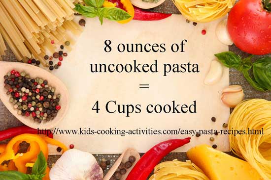 cooked pasta amounts