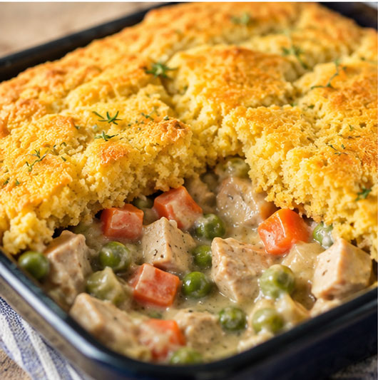 Cornbread chicken pot pie casserole