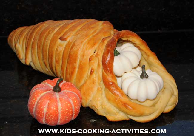 cornucopia centerpiece made out of bread