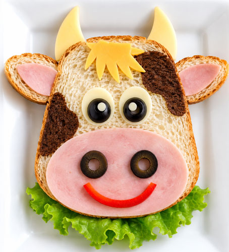 Cow sandwich for a farm theme meal
