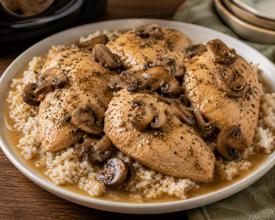 Slow cooker chicken and mushrooms