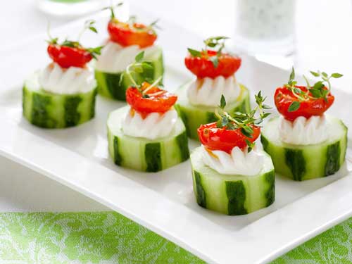 cucumber cups with garnish