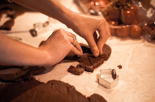 cutting out gingerbread houses