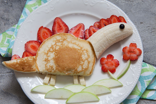 dinosaur fruit pancakes