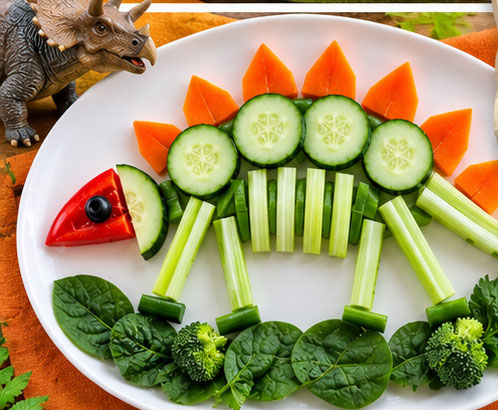 Vegetable dinosaur skeleton