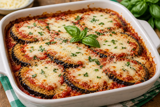 Dredging eggplant slices in flour, egg and bread crumbs