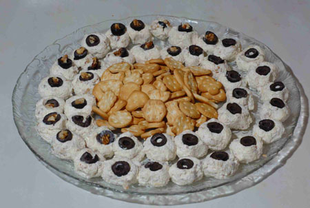 photo of cream cheese eyeballs for kids halloween recipes