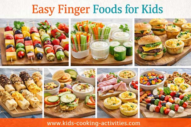 easy finger foods for kids including fruit kabobs mini sandwiches and veggie dipschgt