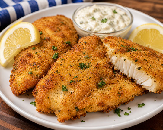 Cheesy fried fish fillets