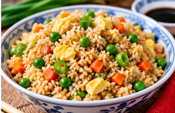 Easy fried rice with egg and vegetables