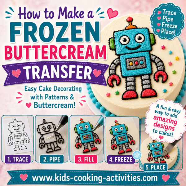 cakes decorated with frozen buttercream transfers