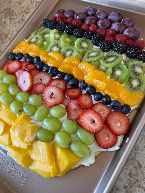 fruit cookie pizza