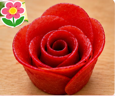 Fruit leather rose snack for a Beauty and the Beast inspired movie night