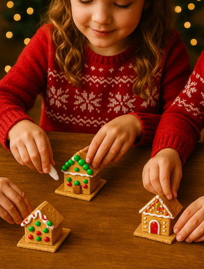 Gingerbread house decorating