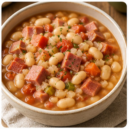 Homemade ham and bean soup