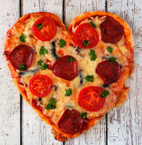 heart shaped pizza